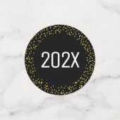 Zwart Goud Nieuwjaar Cheer Glitter Script Snowflak Confetti (Kleine voorkant)