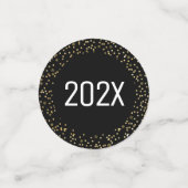 Zwart Goud Nieuwjaar Cheer Script Sneeuwvlok Glitt Confetti (Kleine voorkant)