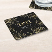Zwart Goud Nieuwjaar Kartonnen Onderzetters (Schuin)