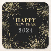 Zwart Goud Nieuwjaar Kartonnen Onderzetters (Voorkant)