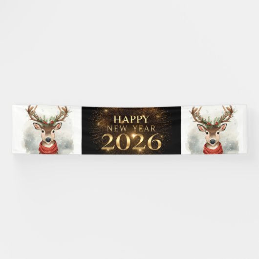 zwart goud nieuwjaarsfeest banner (Horizontaal)