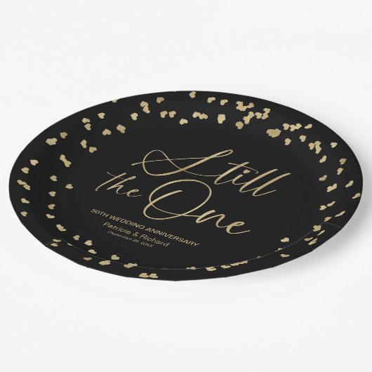 Zwart goud nog steeds de één bruiloft gelofte verl papieren bordje (Gekanteld)
