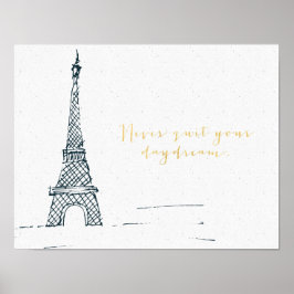 Zwart goud "Nooit eindigen met uw dagdromen" Citaa Poster