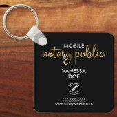 Zwart & Goud Notaris QR Code Logo Business Square Sleutelhanger (Voorkant)