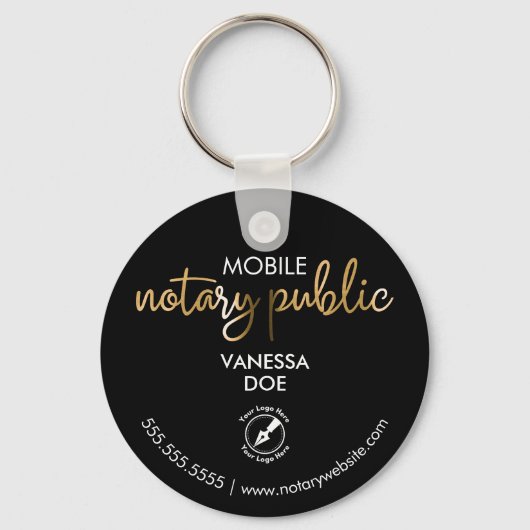 Zwart & Goud Notaris QR Code Logo Zakelijke Promo Sleutelhanger (Voorkant)