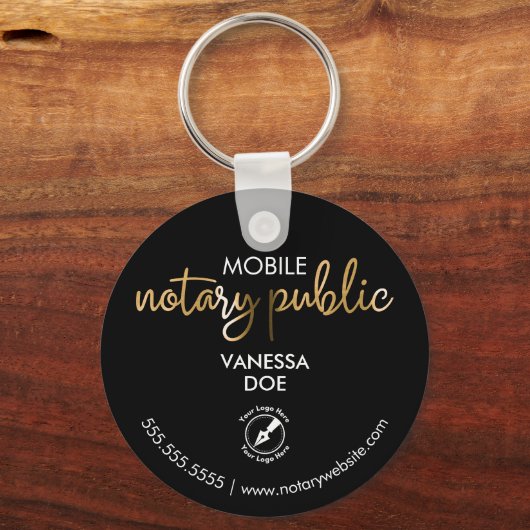 Zwart & Goud Notaris QR Code Logo Zakelijke Promo Sleutelhanger (Voorkant)