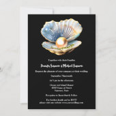 Zwart goud oester shell parel elegante strand ocea kaart (Voorkant)