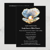 Zwart goud oester shell parel elegante strand ocea kaart (Voorkant / Achterkant)