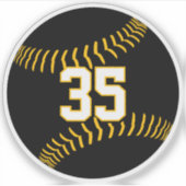 Zwart goud of ELK team kleuren honkbal softbal Sticker (Voorkant)