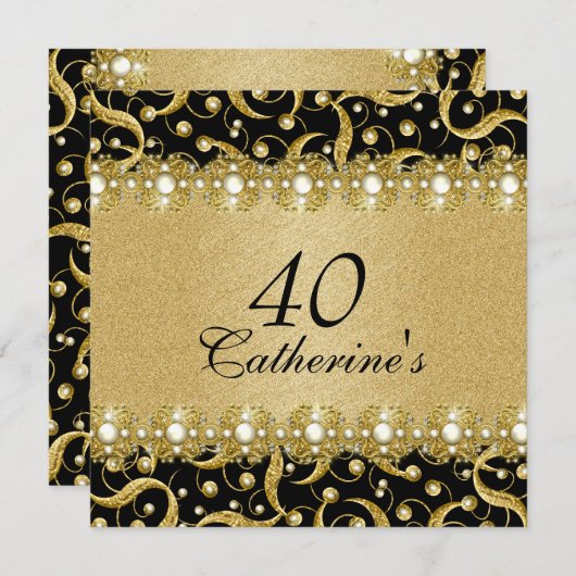 Zwart goud "om het even welke leeftijd" elegant kaart (Voorkant / Achterkant)