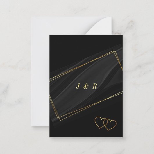 Zwart goud omlijst uw bruiloft uitnodiging Sjabloo (Achterkant)