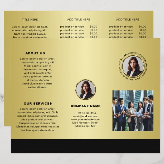 Zwart & goud ontwerp, Logo of Foto Brochures, (Voorkant / Achterkant)