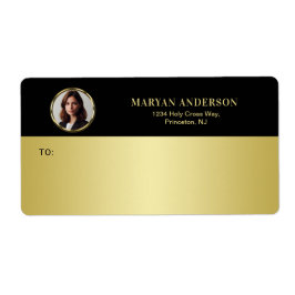 Zwart & goud ontwerp, Logo of foto in gouden cirke Etiket