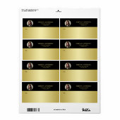 Zwart & goud ontwerp, Logo of foto in gouden cirke Etiket (Full Sheet)