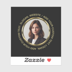 Zwart & goud ontwerp, Logo of foto in gouden cirke Sticker