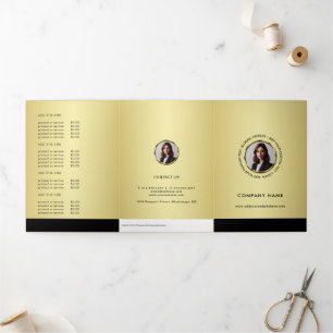 Zwart & goud ontwerp, Logo of foto, Prijslijst  Drieluik Kaart