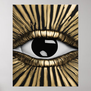 Zwart Goud Oog Muur Art Poster