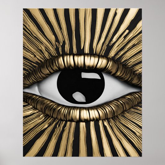 Zwart Goud Oog Muur Art Poster (Voorkant)