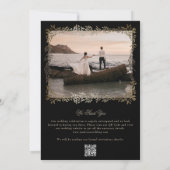 Zwart Goud op Ebony Botanische Foto Lijst Bruiloft Save The Date (Achterkant)