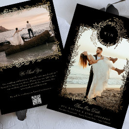 Zwart Goud op Ebony Botanische Foto Lijst Bruiloft Save The Date