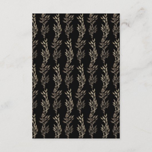 Zwart Goud op Ebony Botanische Monogram Bruiloft Informatiekaartje (Achterkant)