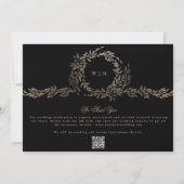 Zwart Goud op Ebony Wreath Monogram Foto Bruiloft Save The Date (Achterkant)