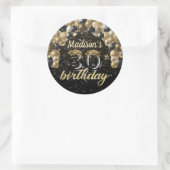 Zwart goud op maat 30e verjaardag ronde sticker (Tas)