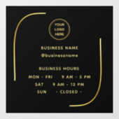 Zwart & Goud, Openingstijden Met Logo Bedrijfsuren Raamsticker (Vel)