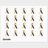 Zwart & Goud/Oranje Lint Awareness Sticker (Vel)