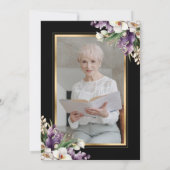 Zwart Goud Orchidee Bloemen Viering van het Leven  Kaart (Achterkant)