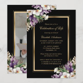 Zwart Goud Orchidee Bloemen Viering van het Leven  Kaart (Voorkant / Achterkant)