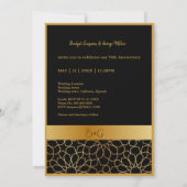 Zwart Goud ornament 50e trouwdag kaart (Achterkant)