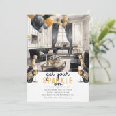 Zwart Goud Oud Oud en Nieuw Viering Kaart (Staand voorkant)