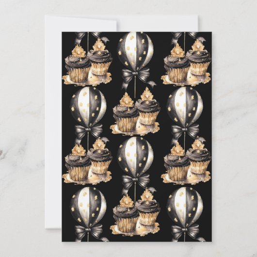 Zwart Goud Oud Oud en Nieuw Viering Kaart (Achterkant)