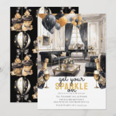 Zwart Goud Oud Oud en Nieuw Viering Kaart (Voorkant / Achterkant)