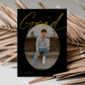Zwart & Goud Ovaal Foto Moderne Script Afstudeerfe Aankondiging