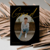 Zwart & Goud Ovaal Foto Moderne Script Afstudeerfe Kaart
