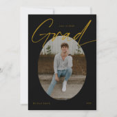 Zwart & Goud Ovaal Foto Moderne Script Afstudeerfe Kaart (Voorkant)