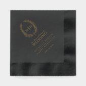Zwart Goud ovaal laat bruiloft monogrammed gewoont Folie Servetten (Voorkant)