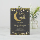 Zwart goud over het maan Baby shower Kaart (Staand voorkant)