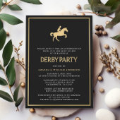 Zwart & Goud Paard Race Derby Party Kaart