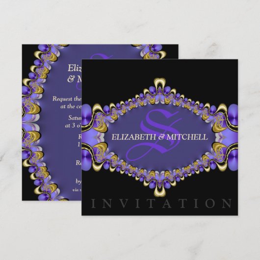 Zwart Goud Paarse kant Gotische middeleeuwse bruil Kaart (Voorkant / Achterkant)