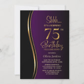 Zwart Goud Paarse Verrassing 75ste Verjaardag Kaart (Voorkant)
