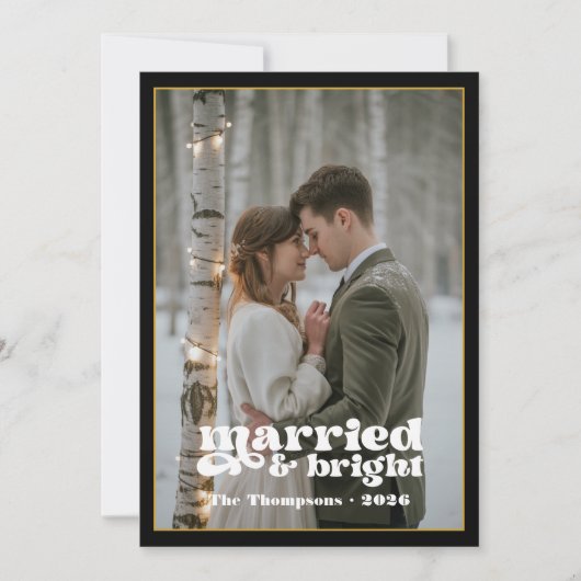 Zwart & Goud Passen getrouwd Kerst Feestdagenkaart (Voorkant)