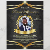 Zwart Goud Pastorale Appreciation Church Service Flyer (Voorkant)