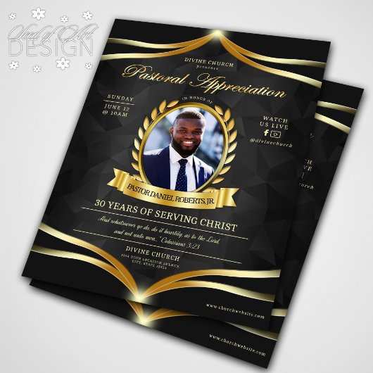 Zwart Goud Pastorale Appreciation Church Service Flyer