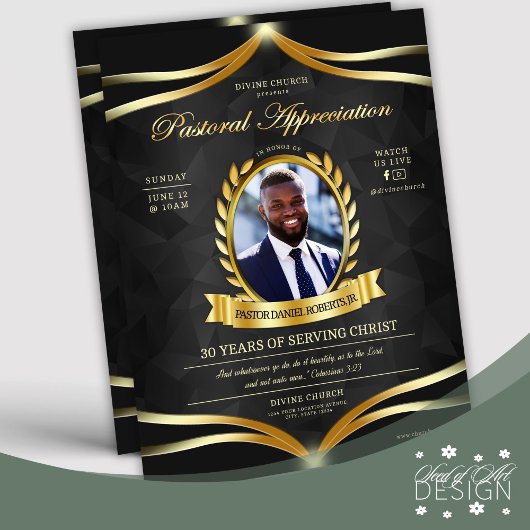 Zwart Goud Pastorale Appreciation Church Service Flyer