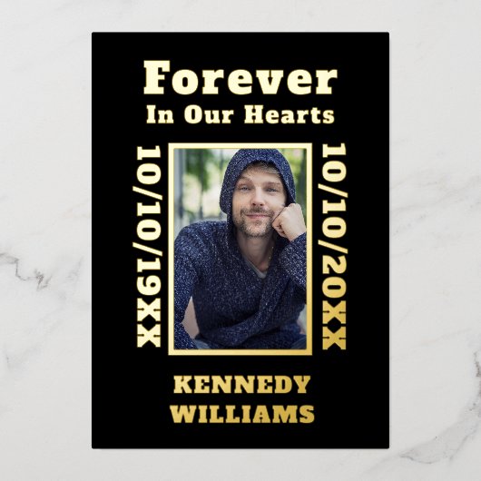 Zwart Goud Persoonlijke Foto Onvergetelijk in Onze Folie Uitnodiging (Voorkant)