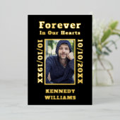 Zwart Goud Persoonlijke Foto Onvergetelijk in Onze Folie Uitnodiging (Staand Voorkant)