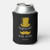 Zwart Goud Pet snor Gentleman Groomsmen Gift Blikjeskoeler (Blikje Achterkant)
